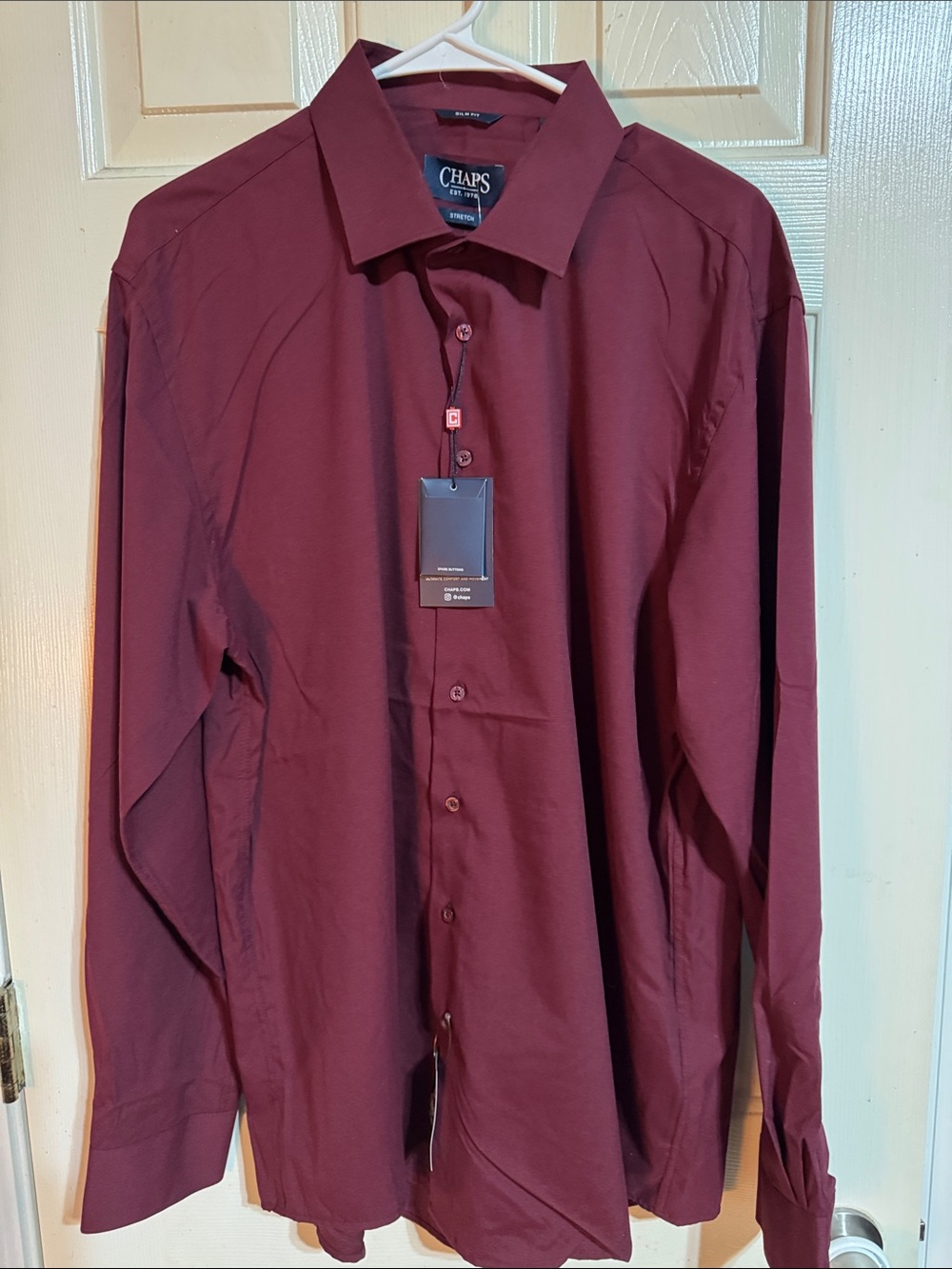 Chaps Men's Button-Up Shirt - Deep Wine